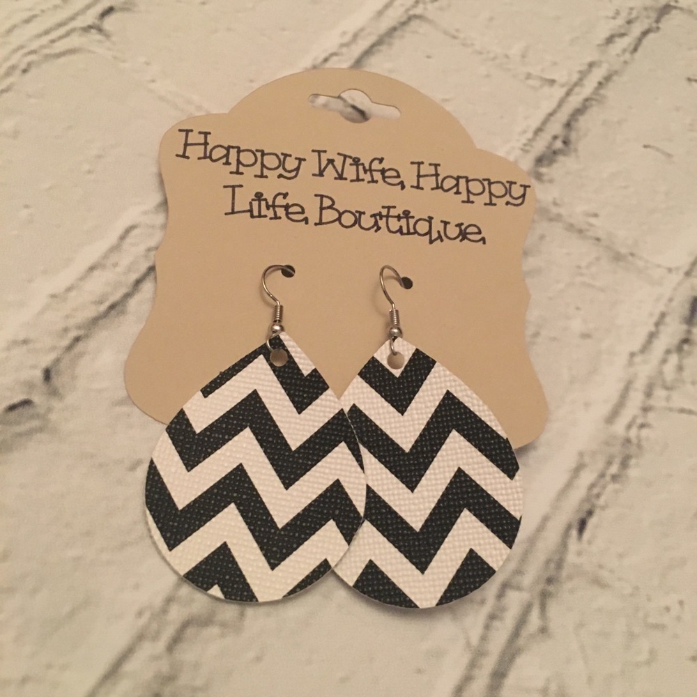 3 for $16 Chevron faux leather earrings